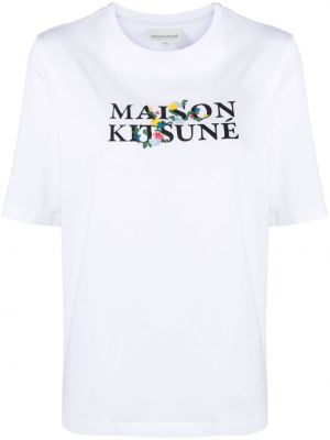 Kokvilnas t-krekls ar apdruku Maison Kitsuné balts