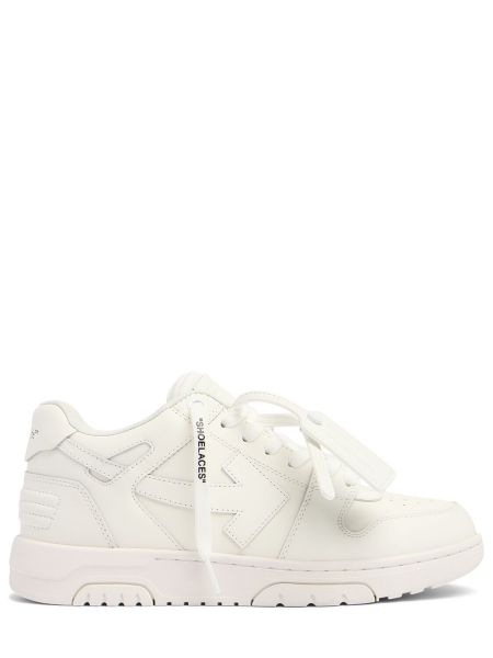 Formella sneakers i läder Off-white vit