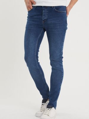 Slim fit kitsa lõikega teksapüksid Xhan sinine
