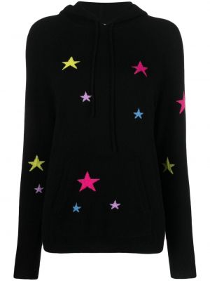 Dzianinowa bluza z kapturem z nadrukiem w gwiazdy Chinti & Parker czarna