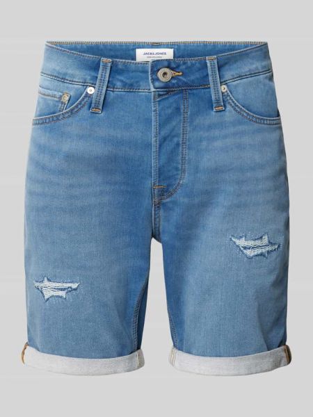 Szorty jeansowe z przetarciami Jack & Jones niebieskie