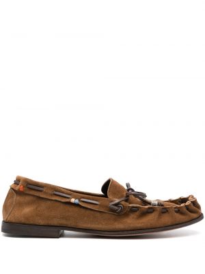 Pantofi loafer cu șireturi din piele de căprioară din dantelă Henderson Baracco maro