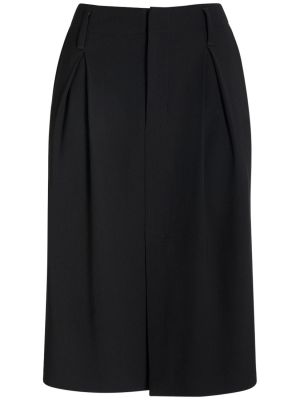 Viskózová vlnená midi sukňa Ami Paris čierna