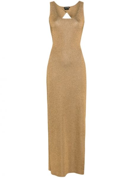 Dzianinowa sukienka długa Tom Ford złota