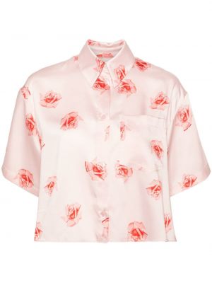 Сатенена риза с принт Kenzo розово