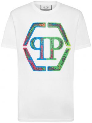 Křišťálové bavlněné tričko Philipp Plein bílé