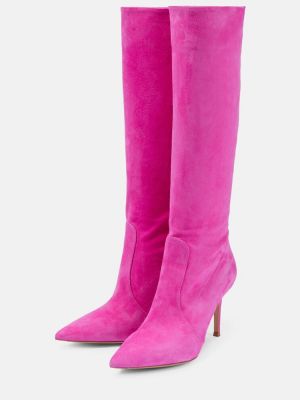 Gumene čizme od brušene kože Gianvito Rossi ružičasta