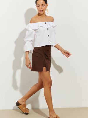 Mini spódniczka plisowana Cool & Sexy brązowa
