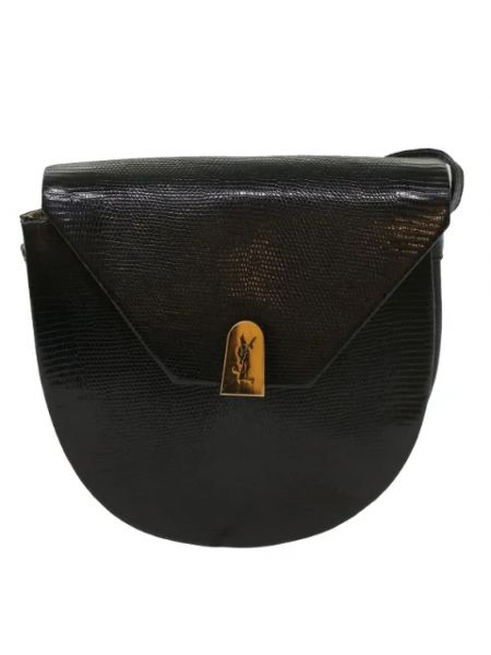 Torba na ramię skórzana Yves Saint Laurent Vintage czarna