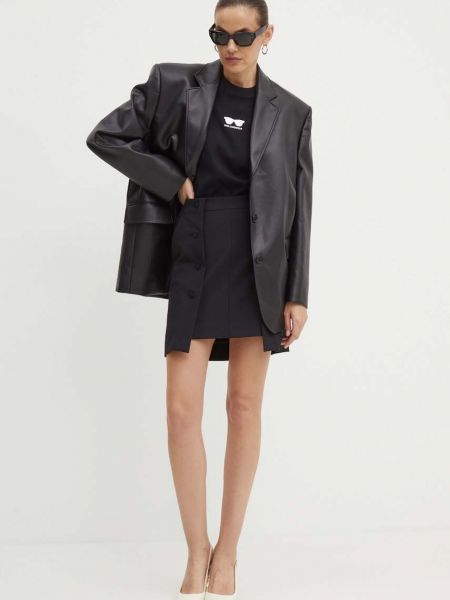 Шерстяная юбка мини Karl Lagerfeld черная
