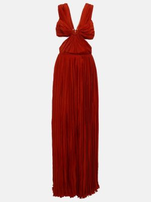 Pliszírozott sifon selyem midi ruha Chloã© piros
