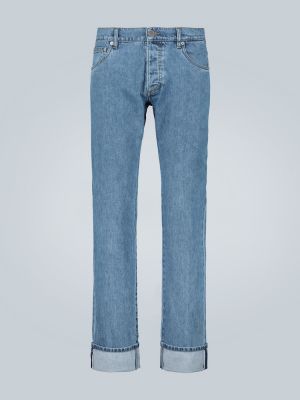 Bavlněné straight fit džíny s kapsami Prada - modrá