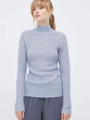 Sweter wełniany Samsoe Samsoe niebieski