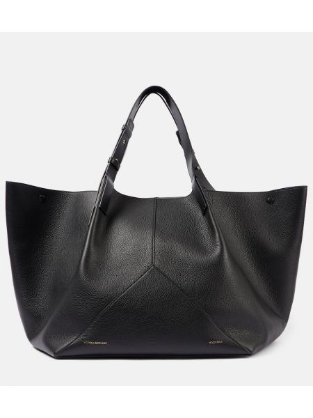Δερμάτινη τσάντα shopper Victoria Beckham μαύρο