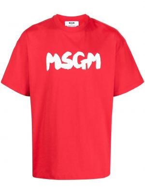 Памучна тениска с принт Msgm червено
