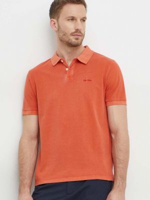 Памучна тениска с дълъг ръкав Pepe Jeans оранжево