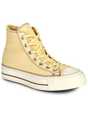 Sneakers con platform con motivo a stelle Converse Chuck Taylor All Star beige