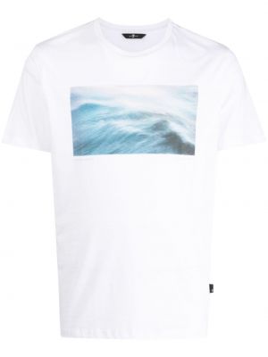 Kokvilnas t-krekls ar apdruku 7 For All Mankind balts