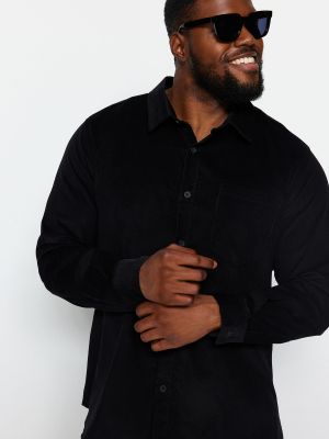 Marškiniai kordinis velvetas su kišenėmis Trendyol juoda