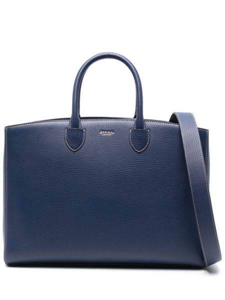 Usnjena nakupovalna torba Aspinal Of London modra