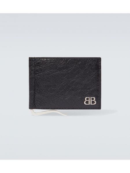 Portefeuille en cuir Balenciaga noir