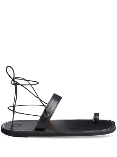 Kožené sandály bez podpatku Dries Van Noten černé