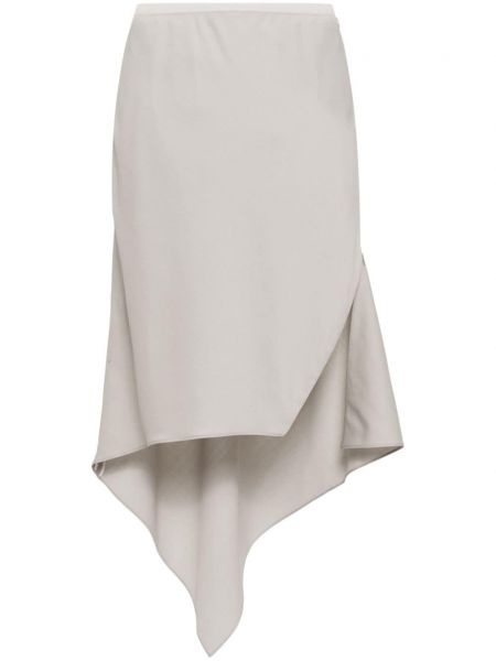 Šedé asymetrické vlněné midi sukně Helmut Lang