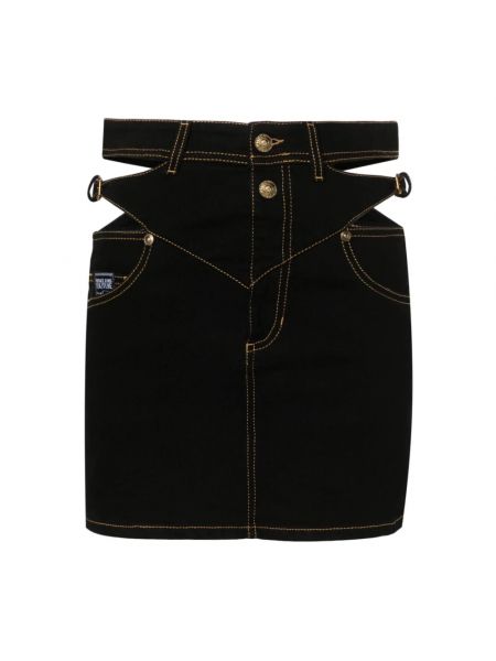 Spódnica jeansowa na sprzączkę Versace Jeans Couture czarna