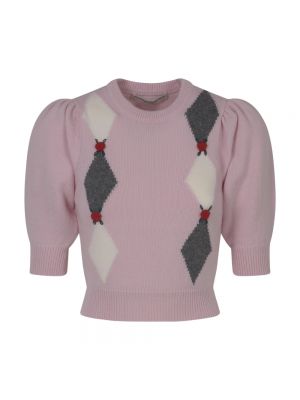 Sweter z okrągłym dekoltem Alessandra Rich różowy