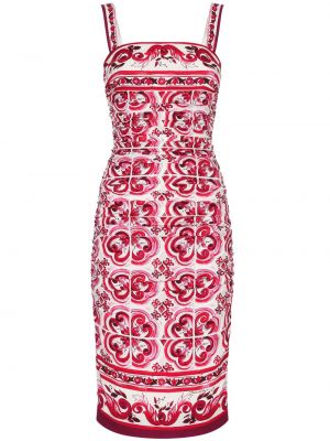 Миди рокля с принт Dolce & Gabbana червено