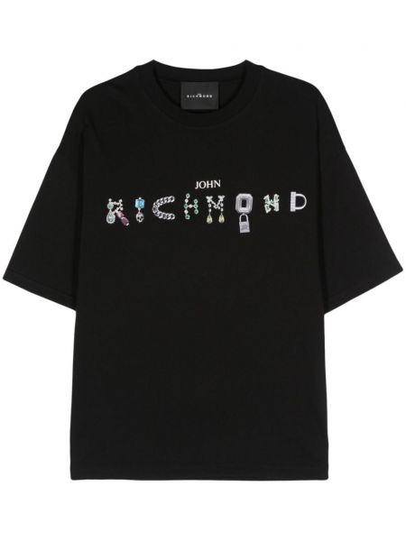 Βαμβακερή μπλούζα με σχέδιο John Richmond μαύρο
