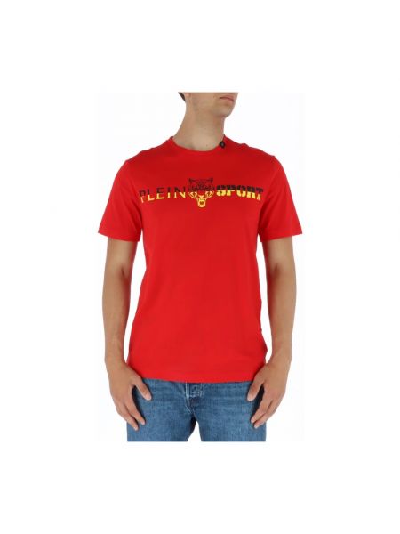 Koszulka z nadrukiem z krótkim rękawem sportowa Plein Sport czerwona
