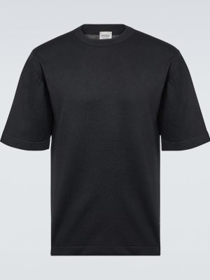 T-shirt di cotone in maglia John Smedley nero