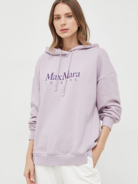 Max Mara Leisure felső lila, női, nyomott mintás, kapucnis