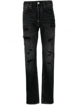 Obnosené džínsy s rovným strihom Evisu čierna