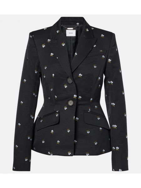 Floral ull blazer Erdem svart