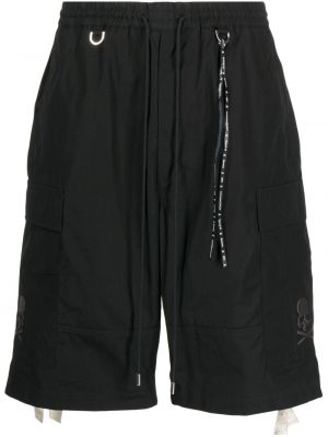 Pantaloni scurți din bumbac cu imagine Mastermind Japan negru