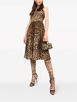 Midi kleita ar apdruku ar leoparda rakstu Dolce & Gabbana brūns
