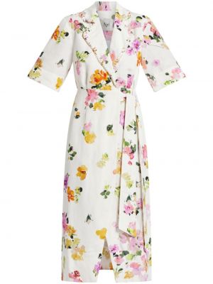 Midi obleka s cvetličnim vzorcem s potiskom Aje bela