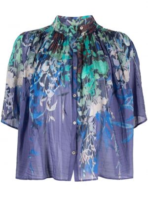 Raštuota gėlėta marškiniai Forte_forte violetinė