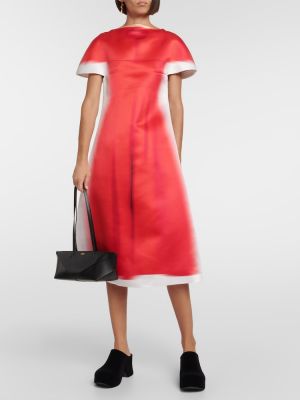 Копринена миди рокля с принт Loewe червено