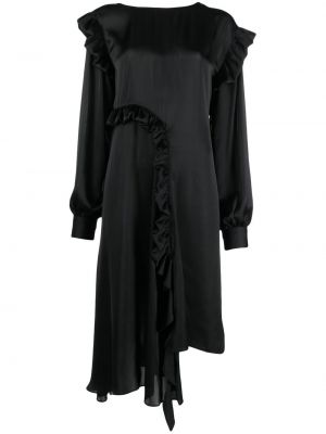 Вечерна рокля с волани Remain черно