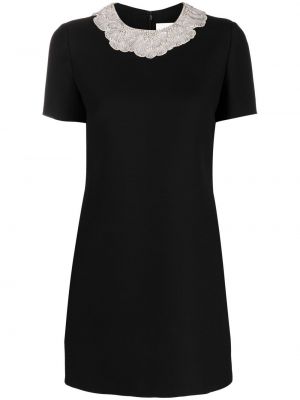 Vlněné pletené šaty s flitry na zip Valentino - černá