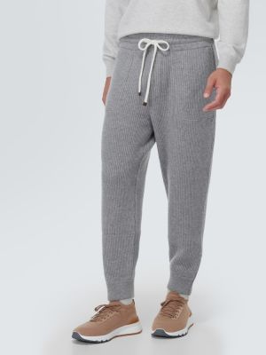 Kašmírové teplákové nohavice Brunello Cucinelli sivá