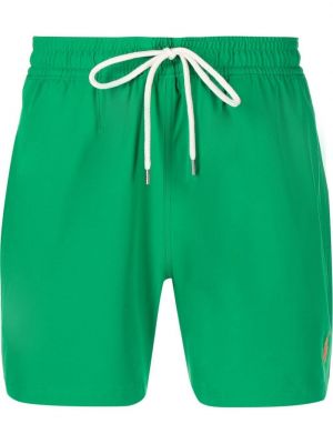 Pantaloni scurți cu broderie din bumbac din jerseu Polo Ralph Lauren verde
