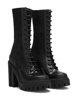 Nėriniuotos žakardinis auliniai batai su raišteliais Dolce & Gabbana juoda