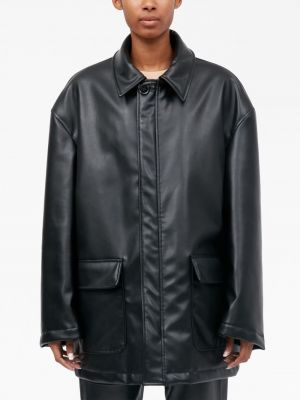 Kožená bunda s výšivkou Mm6 Maison Margiela černá