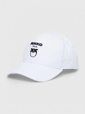 Памучна шапка с козирки с апликация Pinko бяло