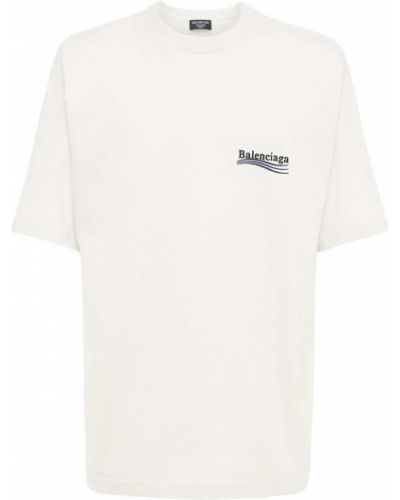 T-shirt di cotone in jersey Balenciaga bianco