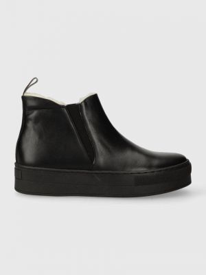 Kožené kotníkové boty na platformě Charles Footwear černé
